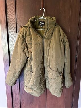 Girls' Olive Green Puffer Jacket with Hood